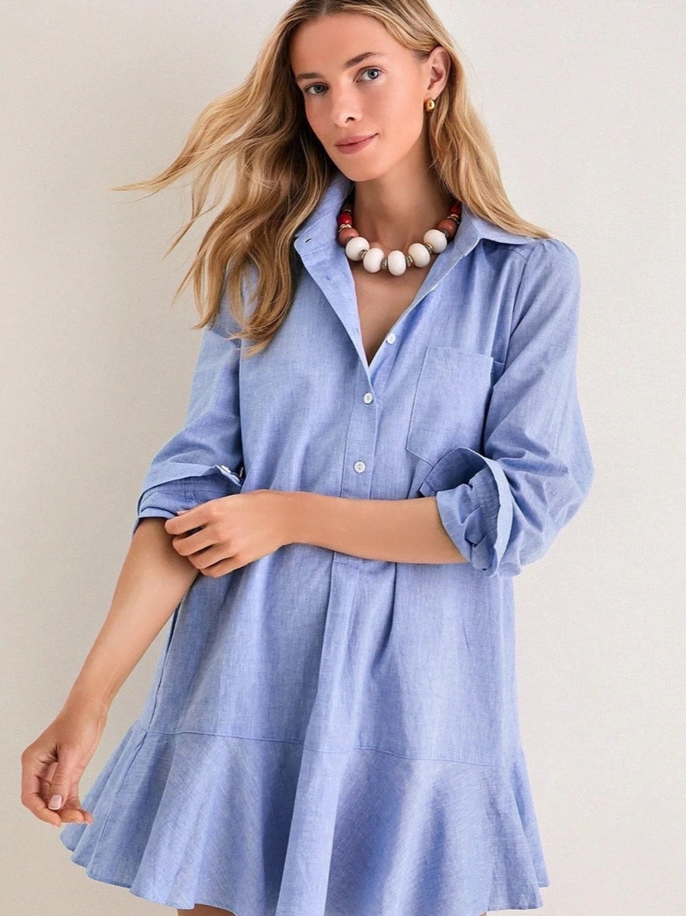 Tuckernuck Chambray Callahan Shirt Dress Cotton Mini Blue Medium